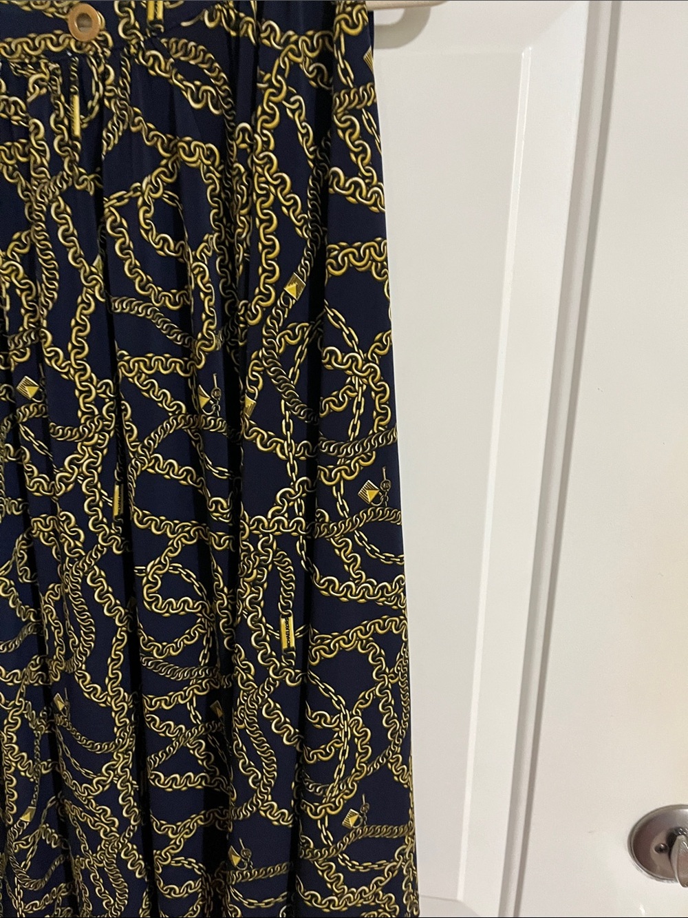 Michael Kors Navy and Gold Chain-Print High-Low Skirt - Picture 7 of 8